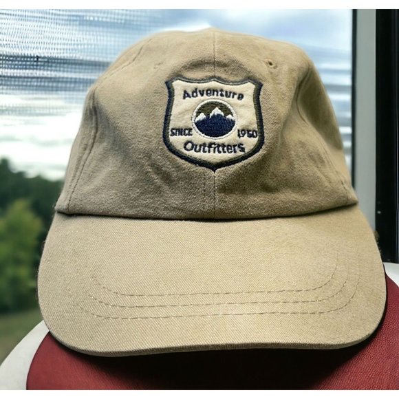 Adventure Outfitters Strapback Hat Tan Mountain Logo Since 1950 - Picture 1 of 9